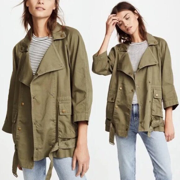 Current Elliott The Infantry Jacket Army Olive Green Utility Double Breasted XS - Picture 1 of 16